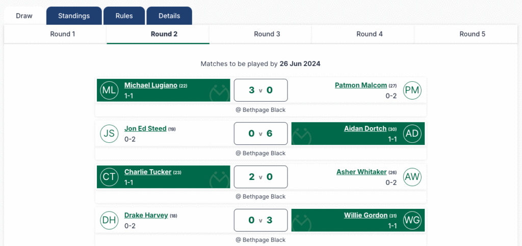 Match Play Matrix Draw